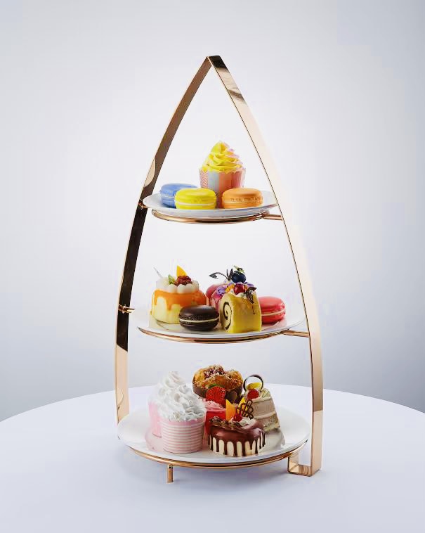 3Tiers Triangle Stainless Ceramic food Stand