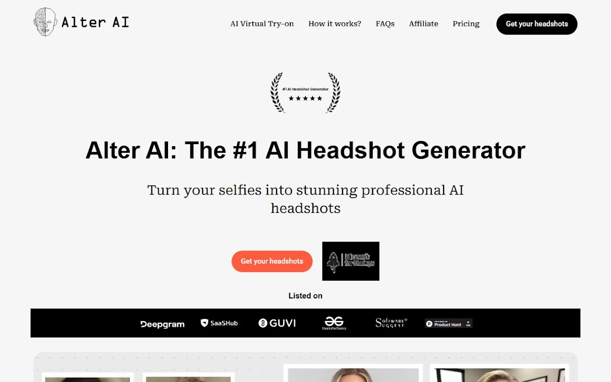 Captura de Alter AI: AI Headshot Generator