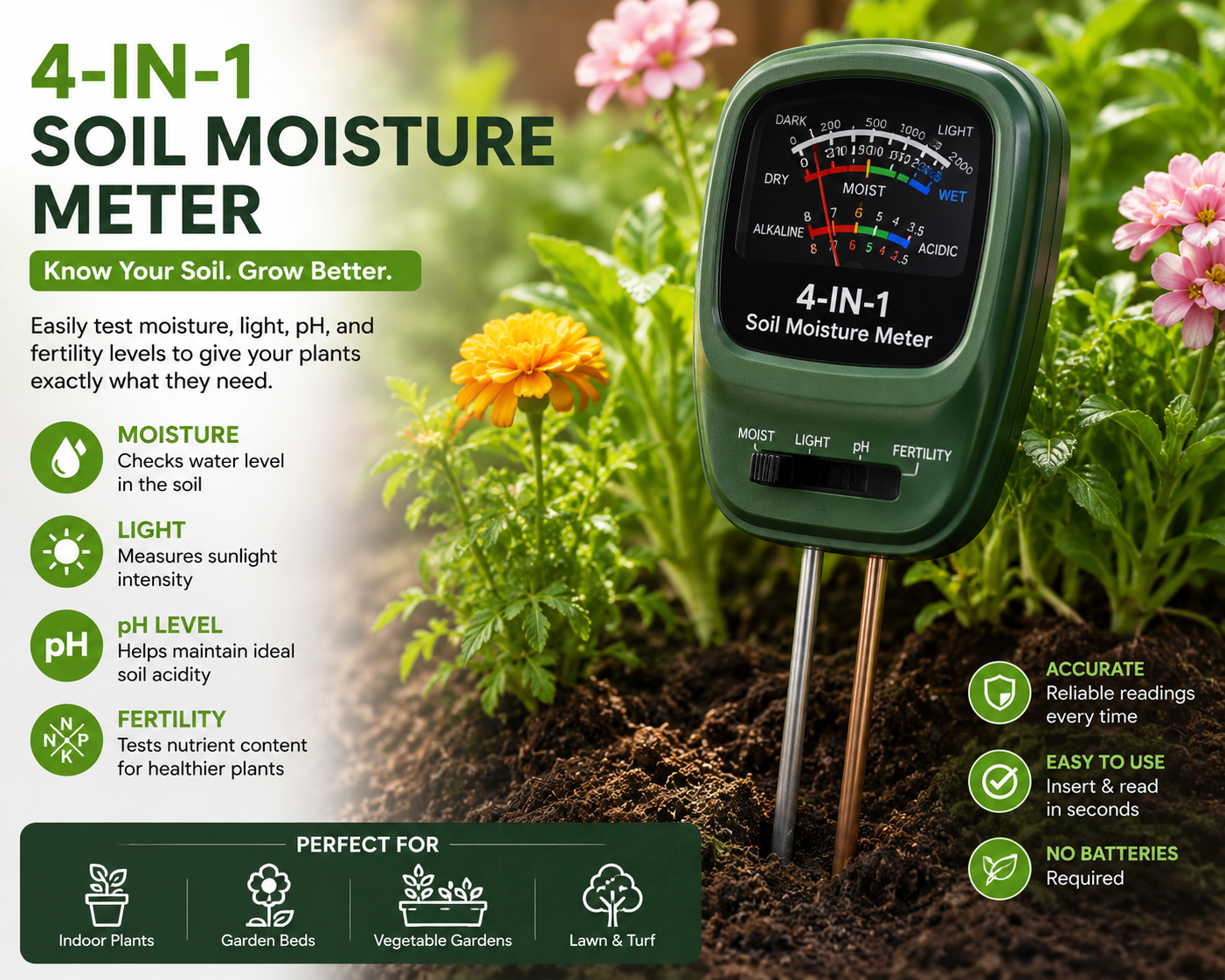4-in-1 Soil Moisture Meter