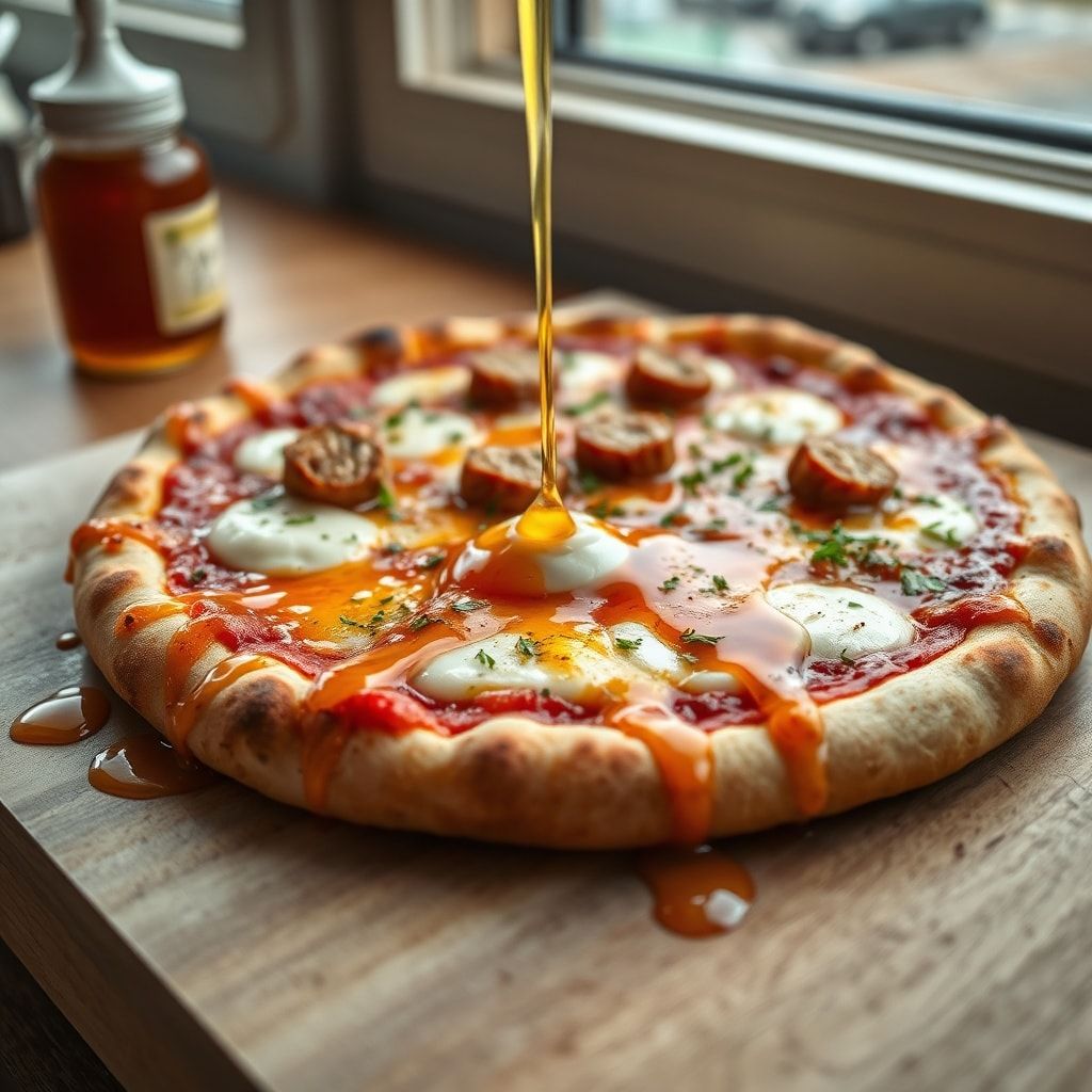 Easy Spicy Sausage Ricotta Pizza with Hot Honey Drizzle (Ready in 40 Minutes)