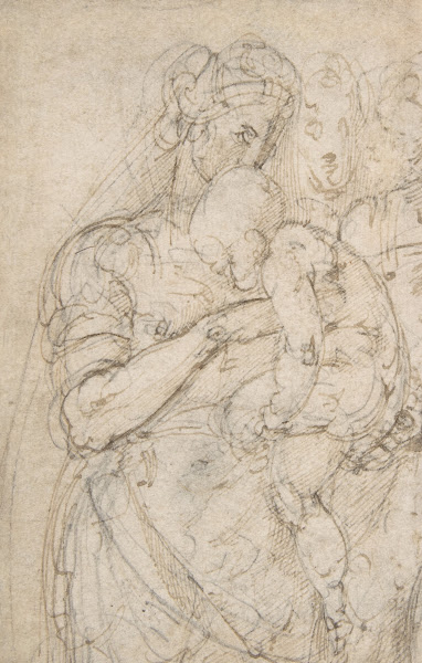 Standing Virgin with Child Two Heads at Upper Right 1530