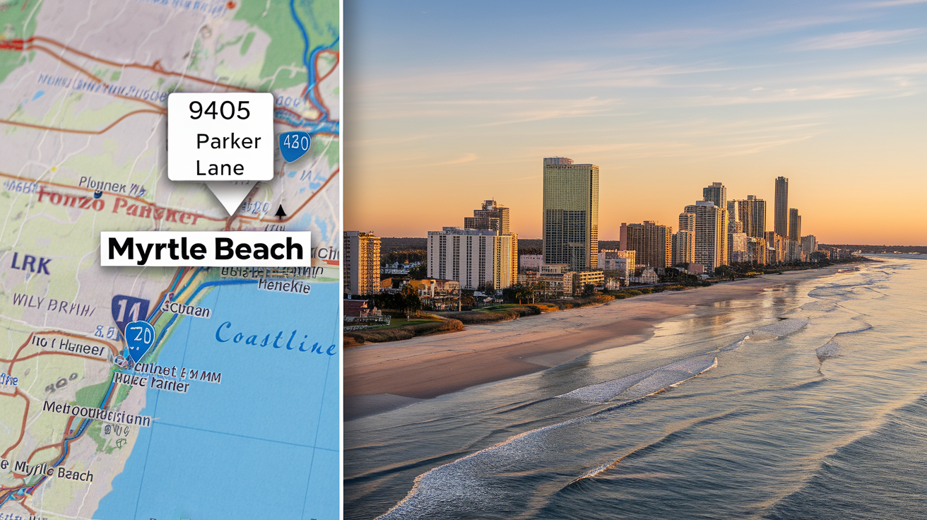 Distance and Travel Guide: Myrtle Beach from 9405 Fonzo Parker Lane