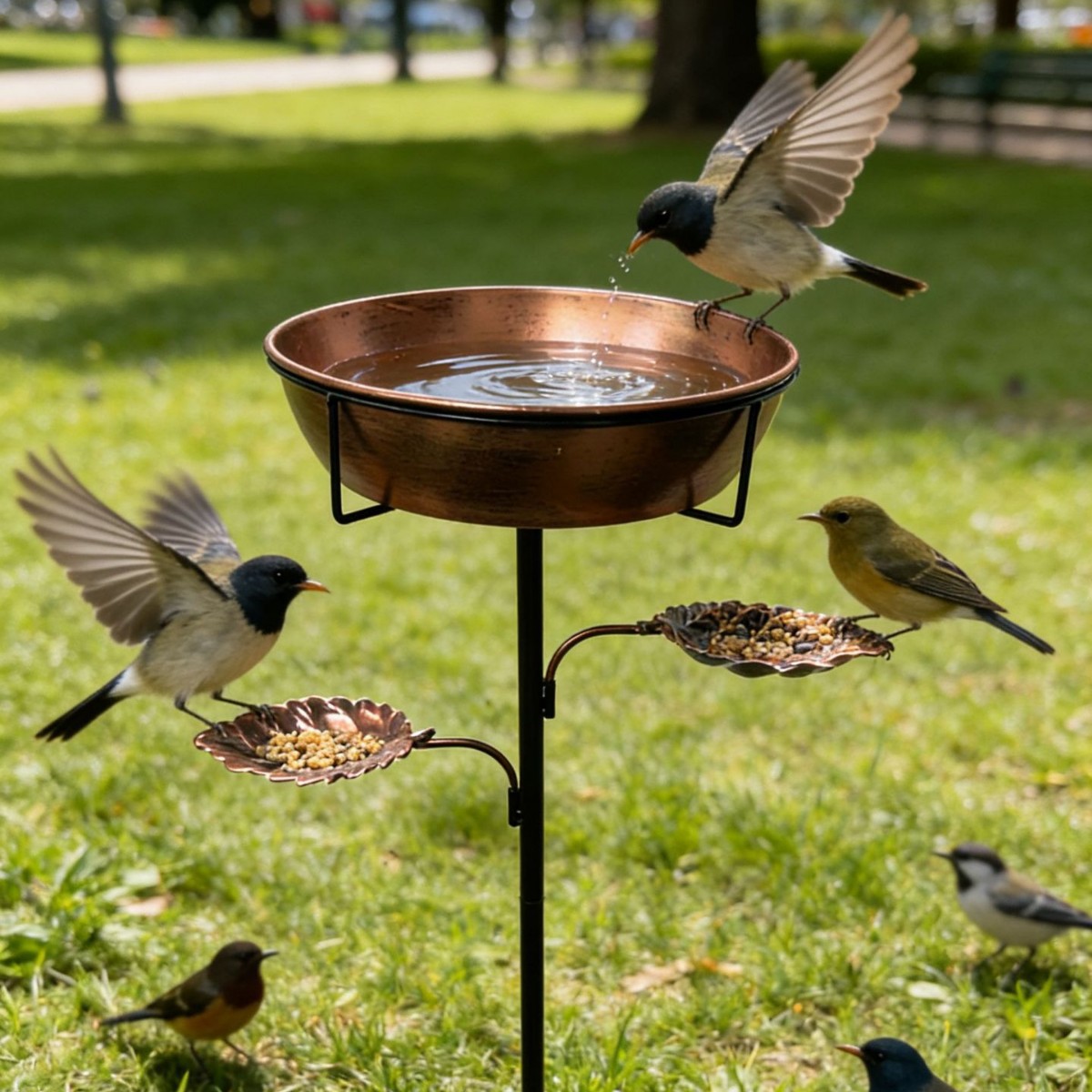 Blatt-Vogeltränke aus Eisen, 7 cm Tiefe