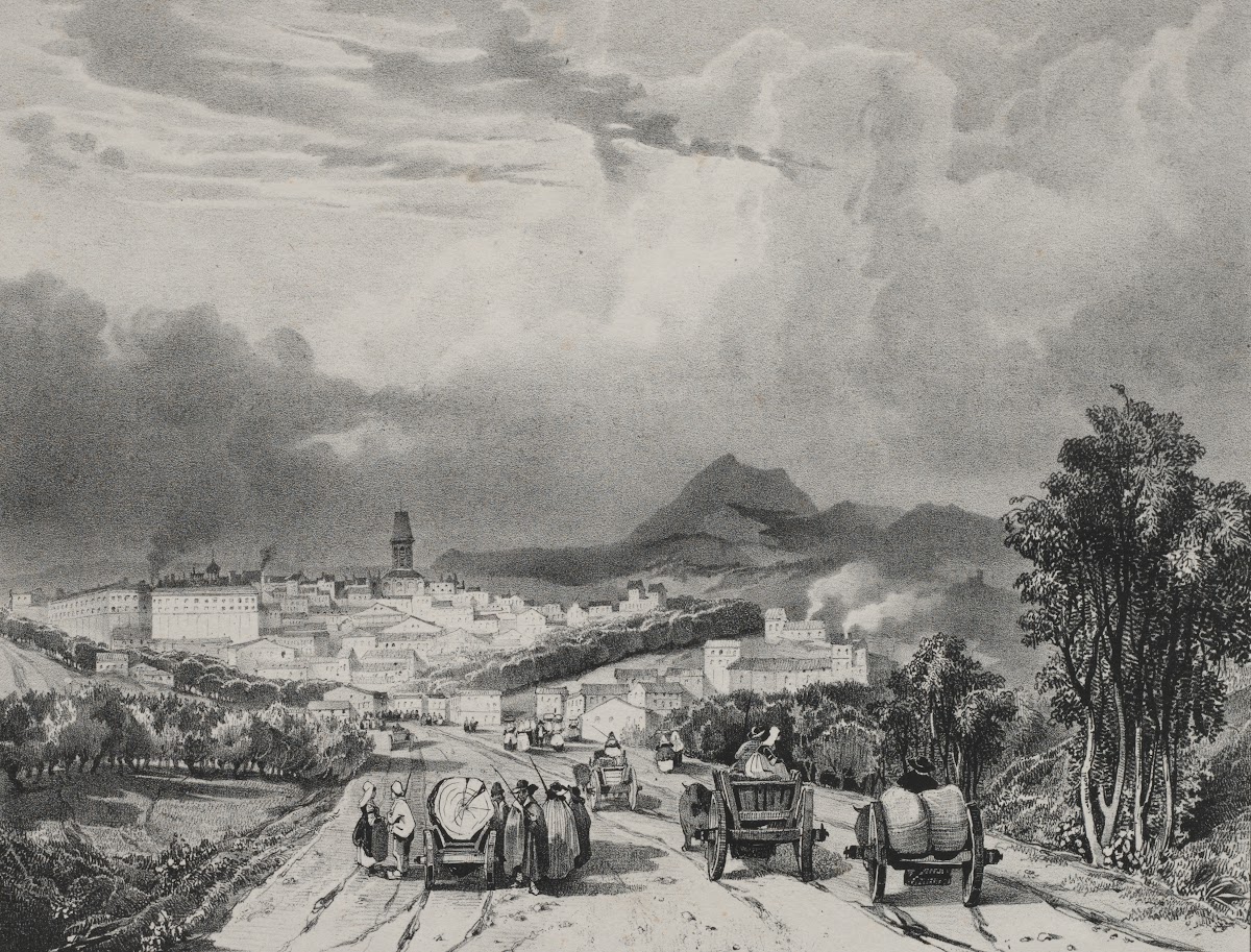 Vue generale de Riom Auvergne 1829