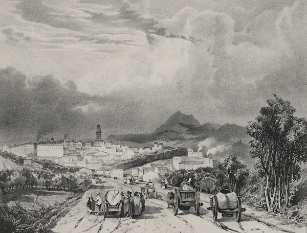 Vue generale de Riom Auvergne 1829