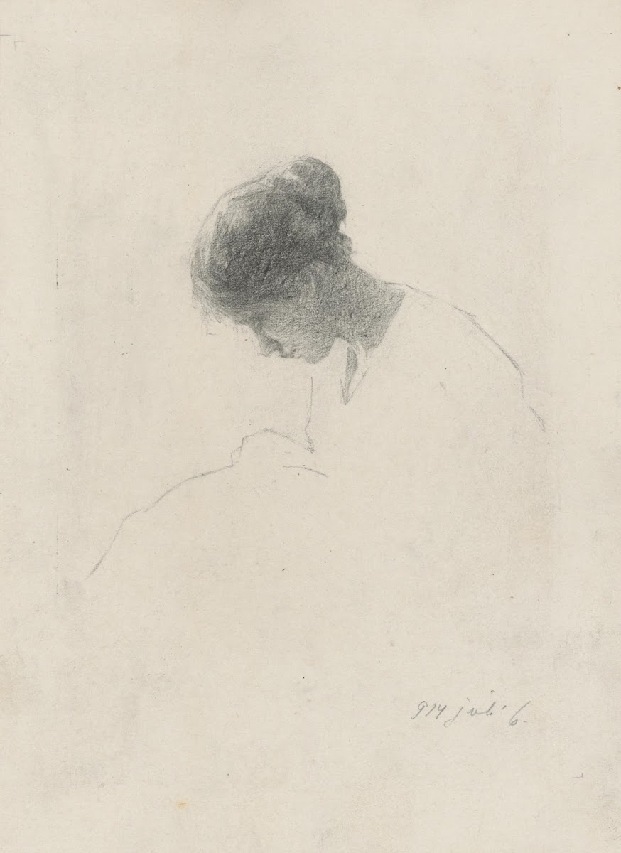 Bowed Head of a Young Woman in Profile 1914