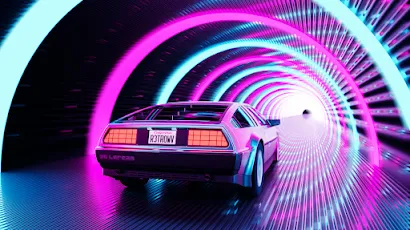 Car, Artwork, Retrowave, Road, Tunnel 4K Wallpaper Background