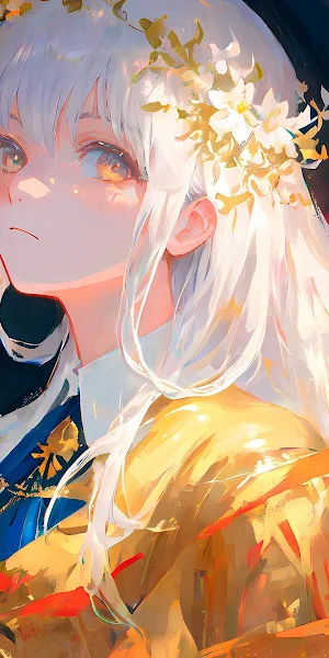 Women, White Hair, Flower In Hair, Flowers, Long Hair 4K Wallpaper Background