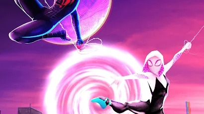 Miles Morales, Spider-Gwen, Spider-Verse, Portal 4K iPhone Wallpaper
