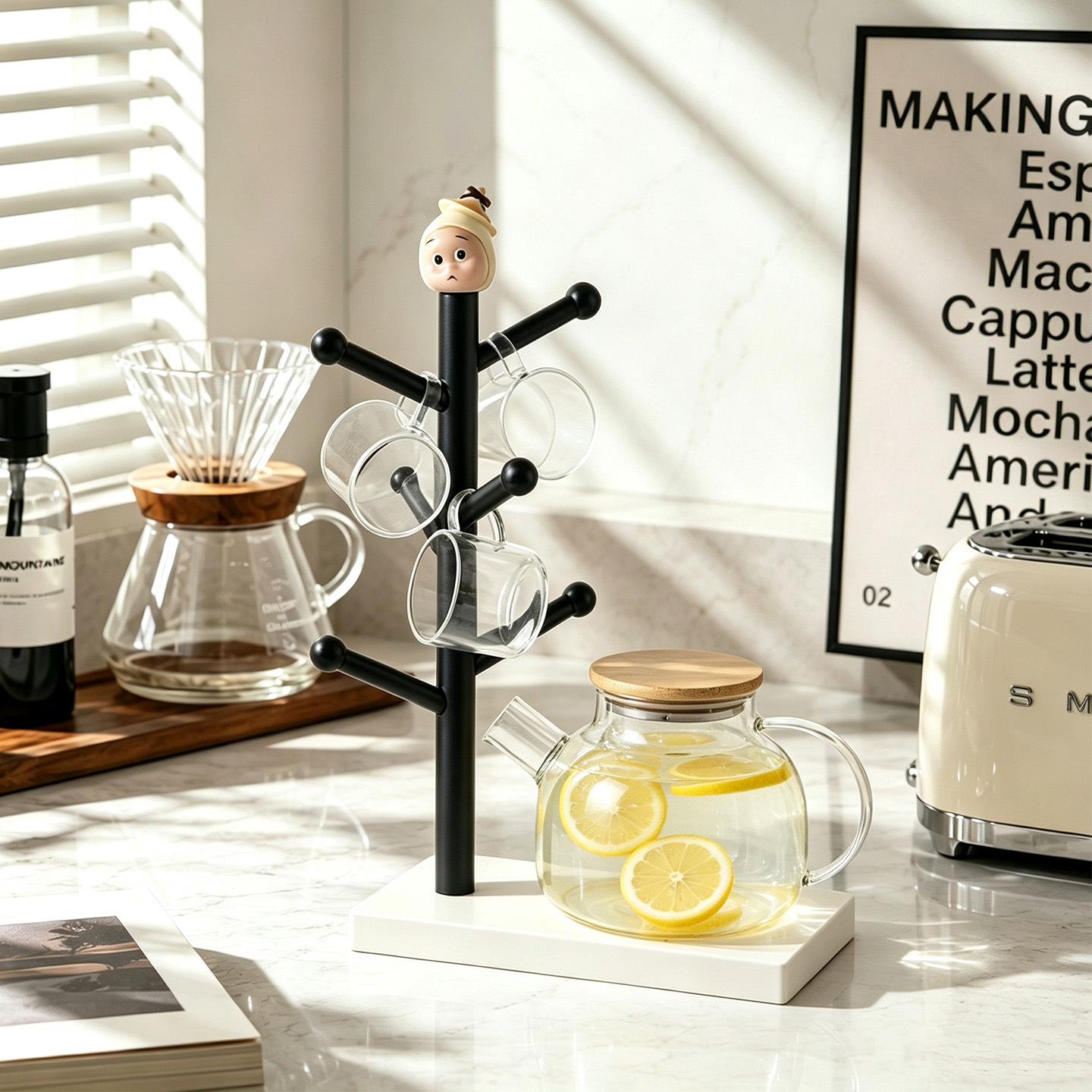 Apple Figure Cup Stand with Drip Tray