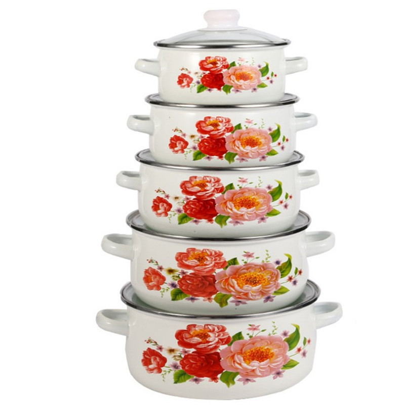 Enamel pot with glass lid, 2.1–3 L