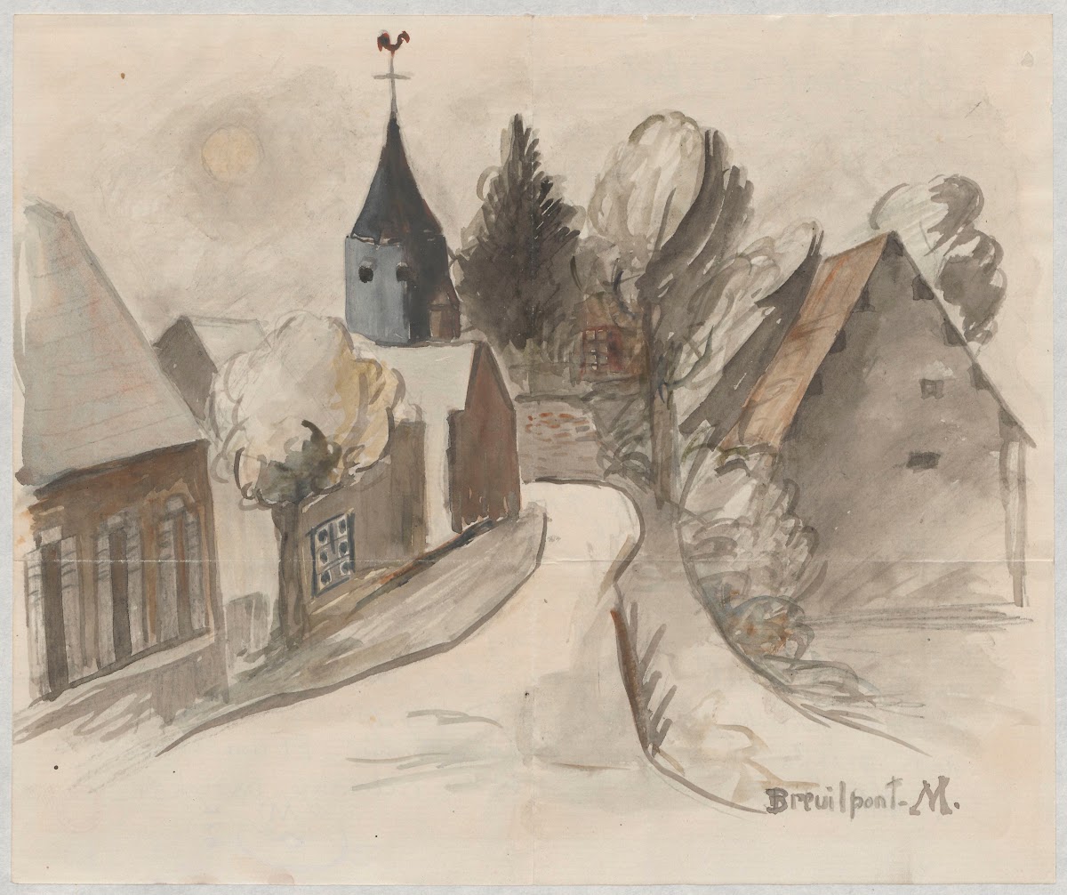 Widok wioski z wieżą 1926