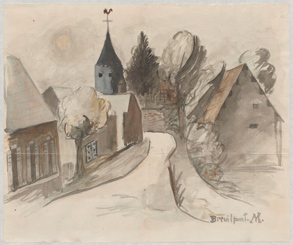 Widok wioski z wieżą 1926