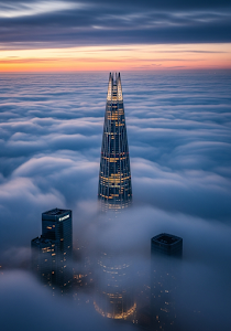 Skyscraper in Morning Clouds