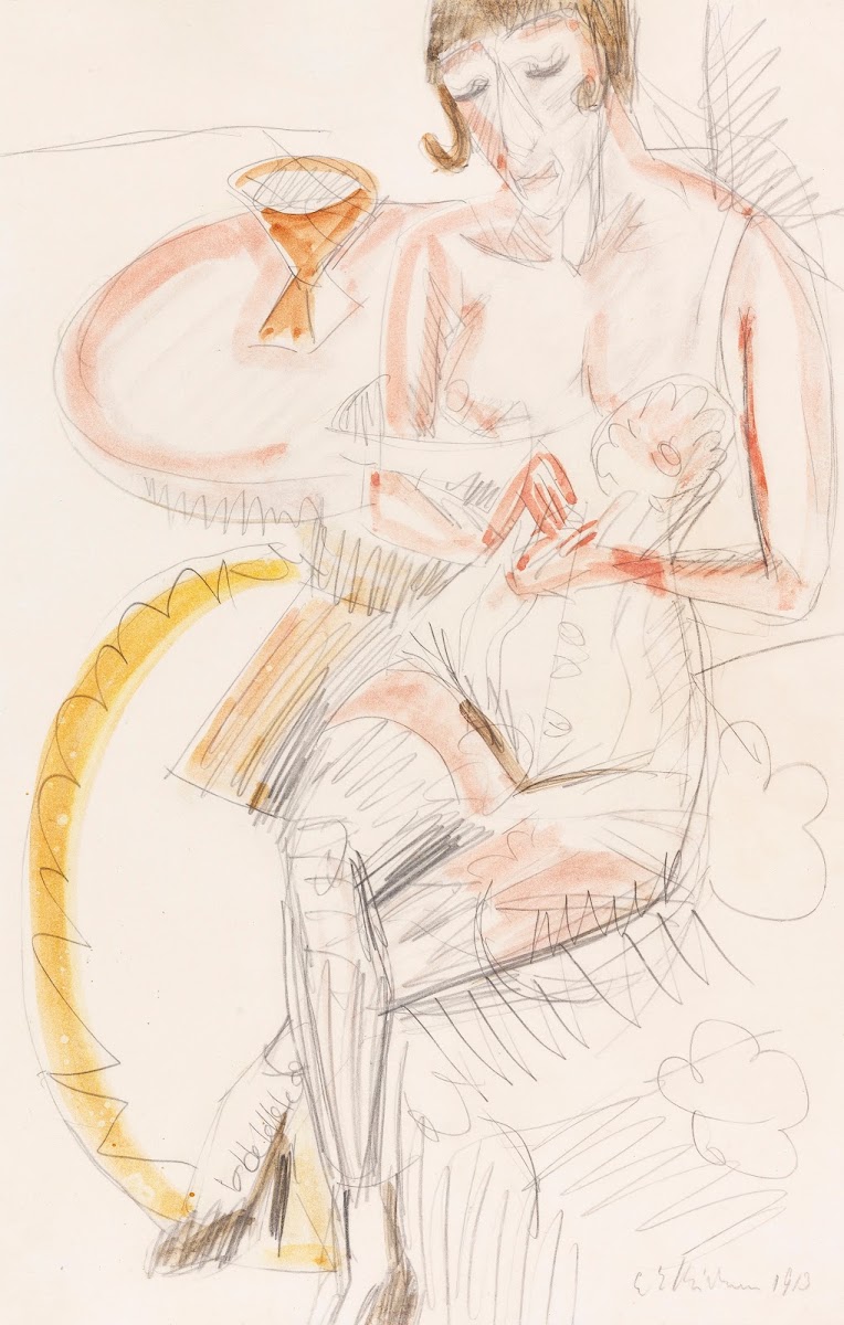 Sitzende Frau in Corsett 1913