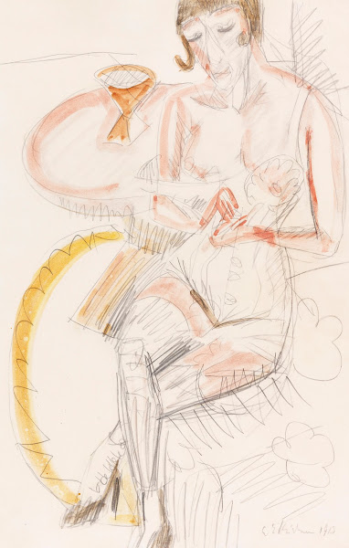 Sitzende Frau in Corsett 1913