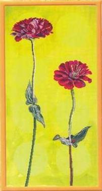 CMP XC1303 Two Zinnias Over Green Dots