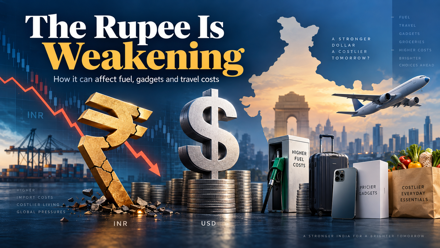 AJ Academy blog image about The Rupee Is Weakening: How It Can Affect Fuel, Gadgets and Travel Costs for career and skill development students