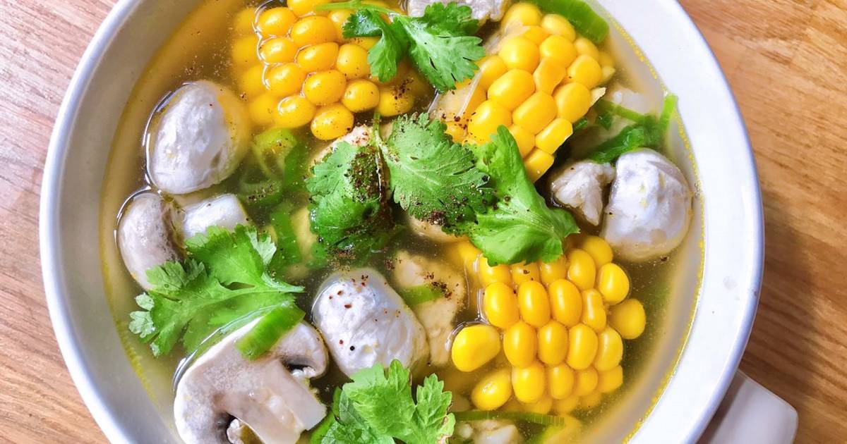 Canh Bắp Mỹ Thịt Nạc Nấm Mỡ