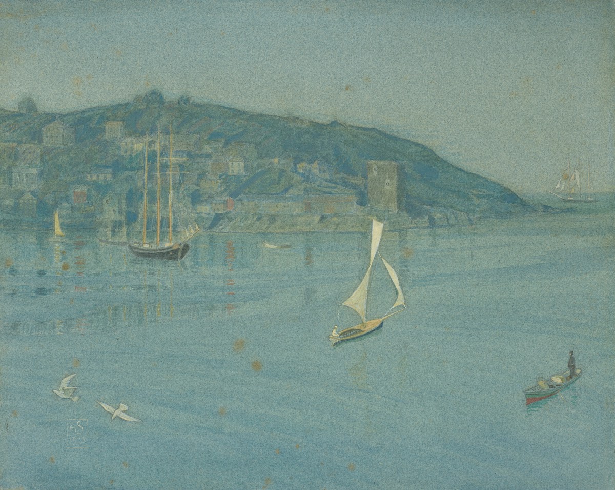 View of Polruan across the Fowey estuary Cornwall 1928