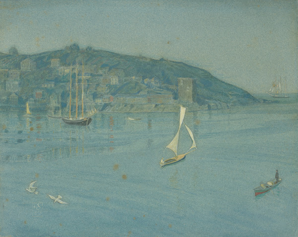 View of Polruan across the Fowey estuary Cornwall 1928