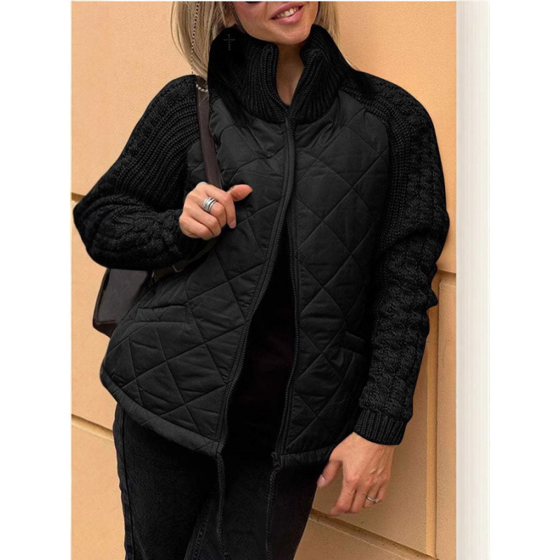 Fashionable women's winter jacket with zipper and stand-up collar