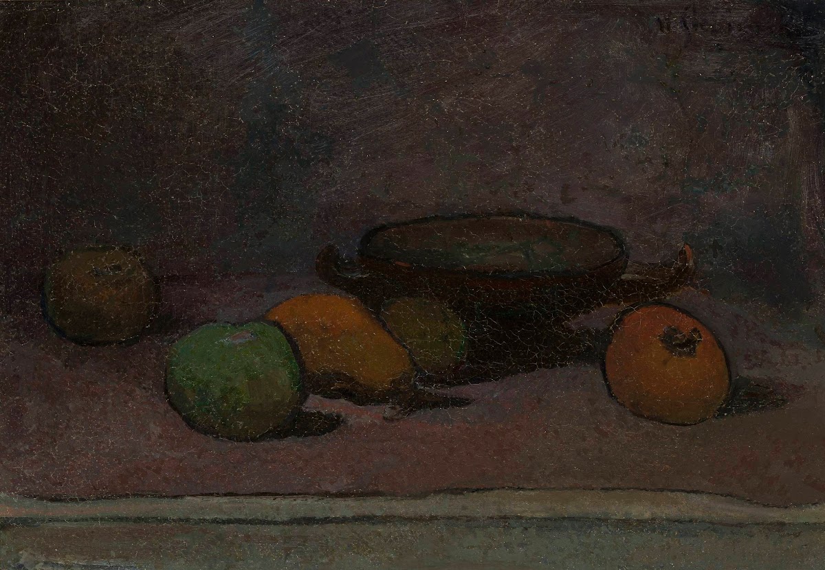 Fruits and bowl circa 1889