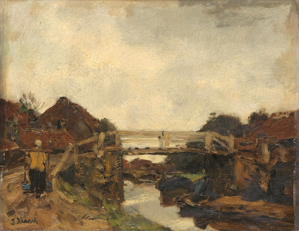 Wooden Bridge across a Canal at Rijswijk c 1878
