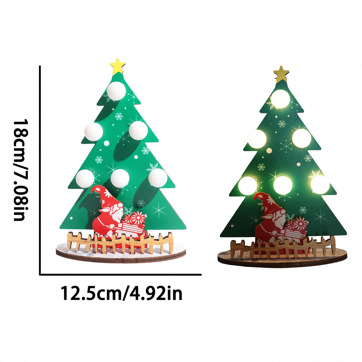 Decorative wooden Christmas tree table lamp with LED