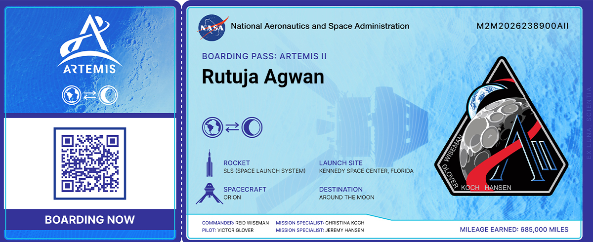 NASA Artemis II Boarding Pass – Rutuja Agwan