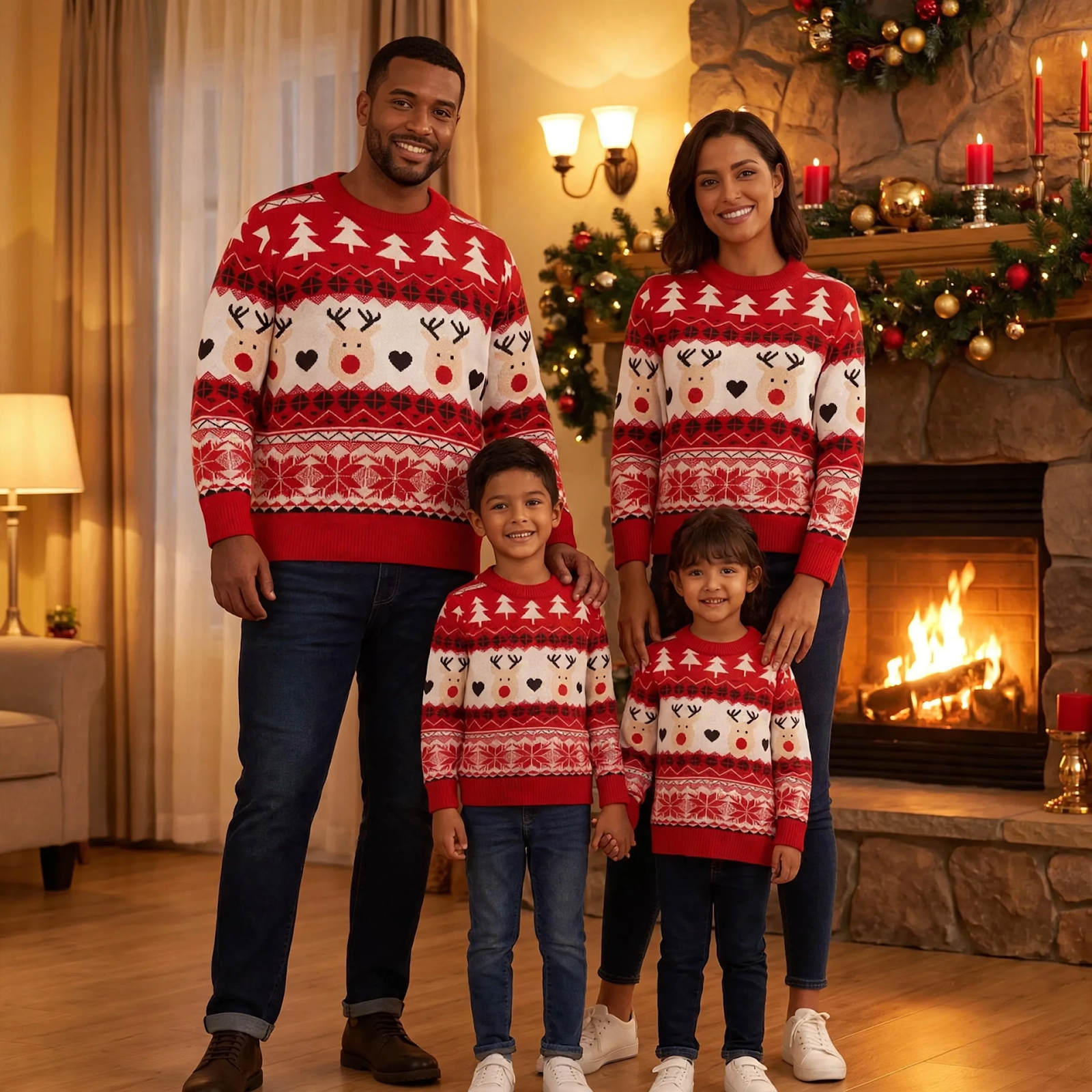 Unisex knitted sweater with festive Jacquard pattern