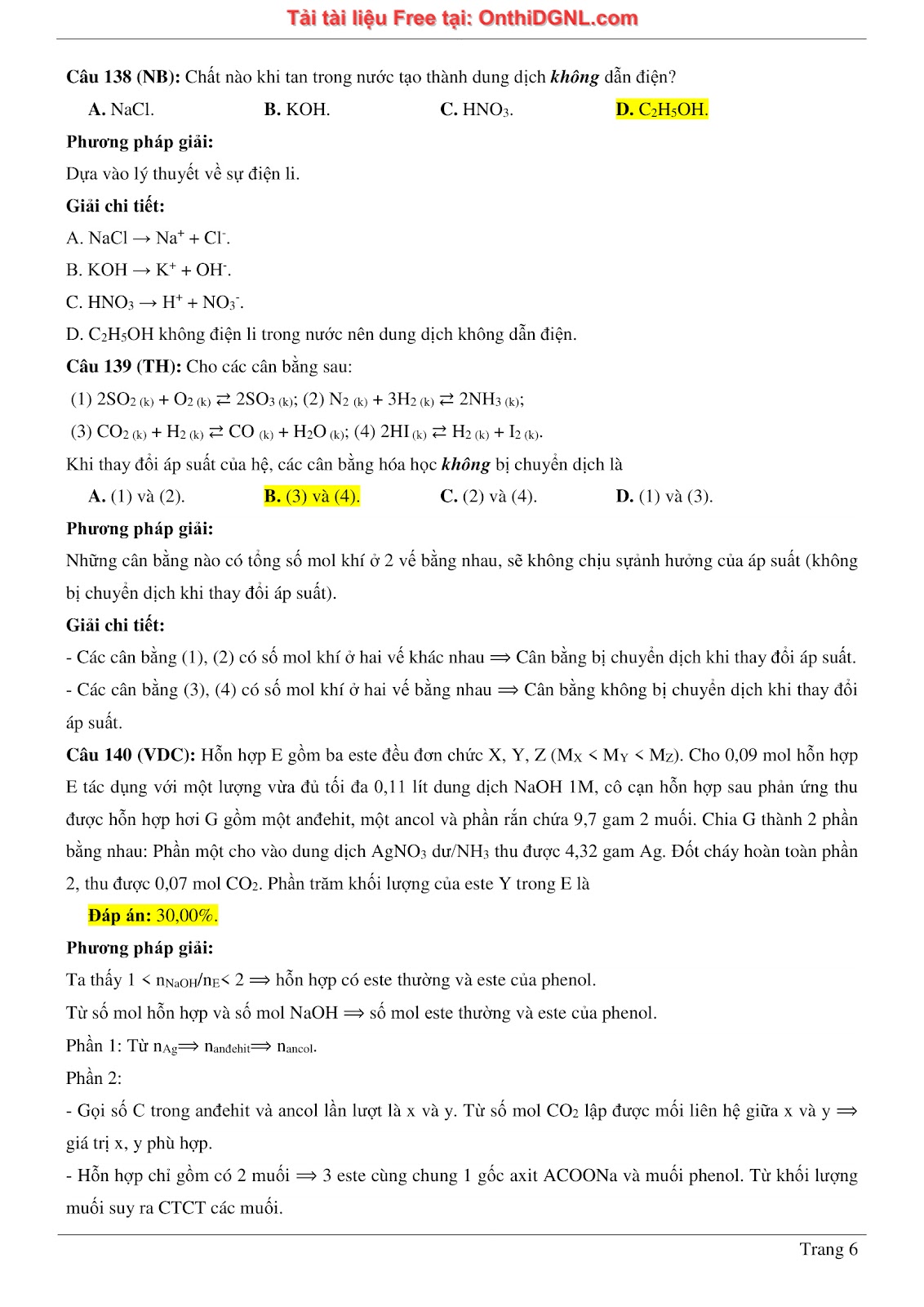 260 bài tập môn Hóa học - Ôn thi ĐGNL ĐHQG Hà Nội Phần 13