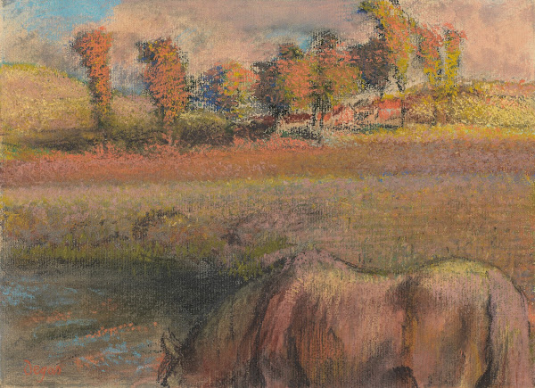 Cheval au bord de la mare circa 1892