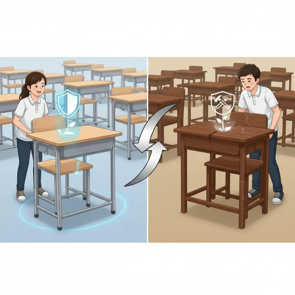 Kelebihan meja kursi sekolah rangka besi dibandingkan rangka kayu