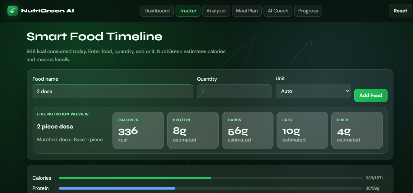 NutriGreen AI — Manual Log