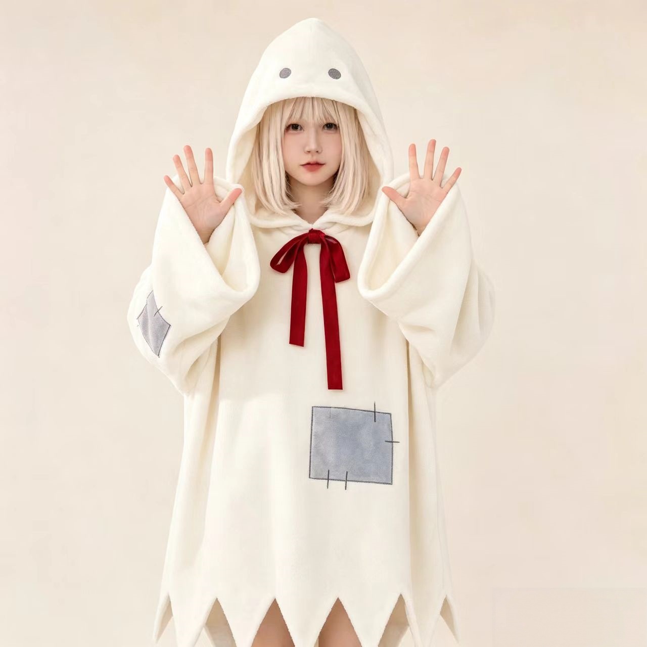 Women's hooded sleep dress, coral fleece