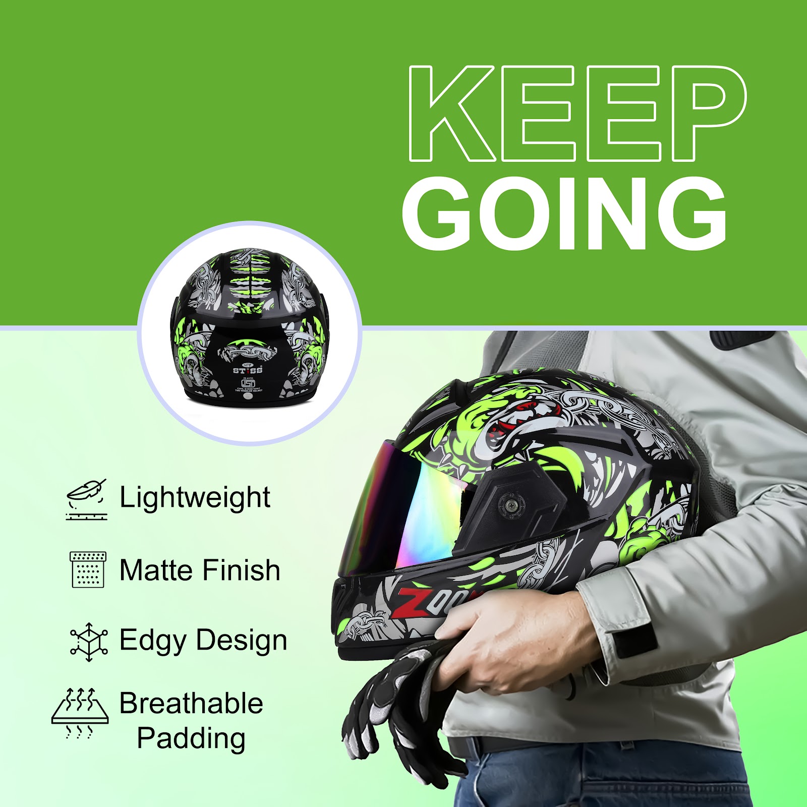 Comfortable interior padding of the helmet