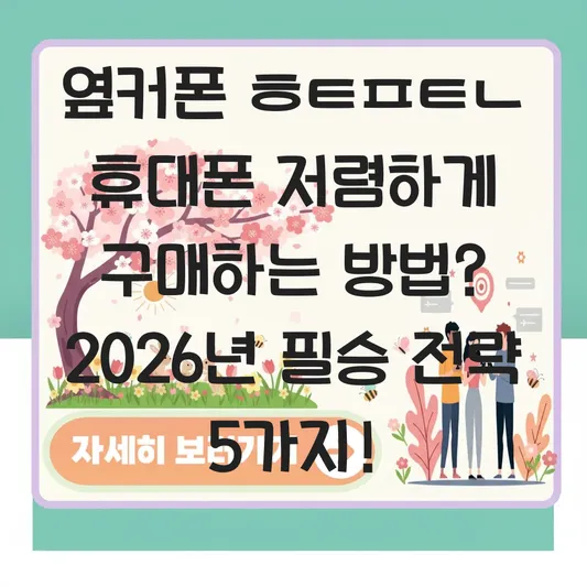 옆커폰 ㅎㅌㅍㅌㄴ 휴대폰 저렴하게 구매하는 방법