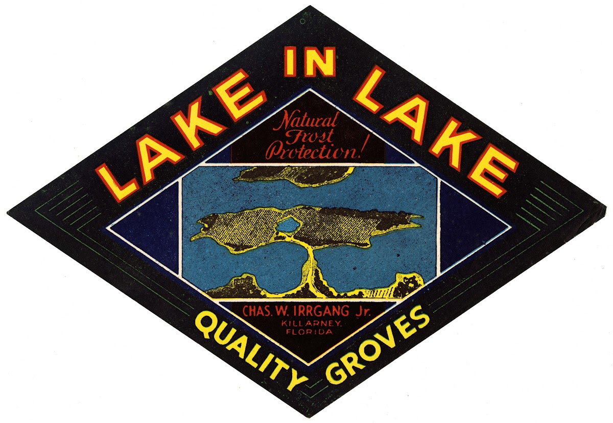 Lake in Lake Citrus Label 1930 1950