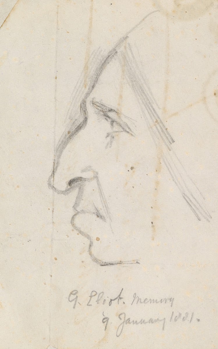 Portrait of George Eliot seen in profile to the left 1881