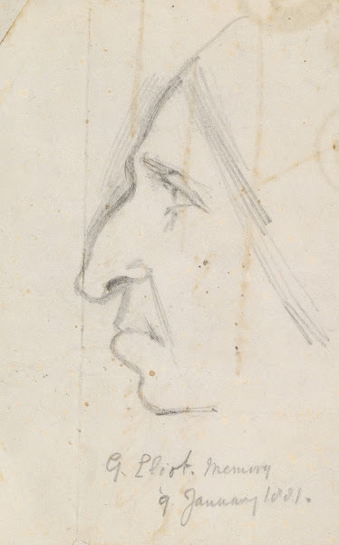 Portrait of George Eliot seen in profile to the left 1881