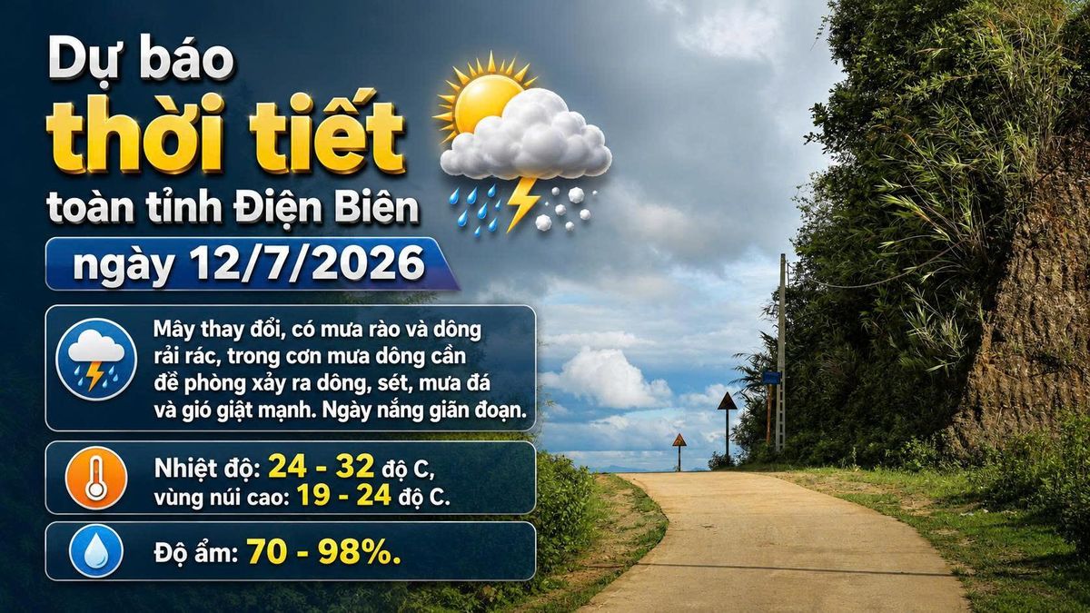Bản tin Dự báo thời tiết ngày 12/7/2026 - Báo Điện Biên Phủ