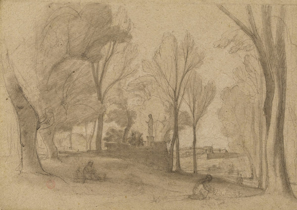 Paysage et une esquisse au verso 19th century