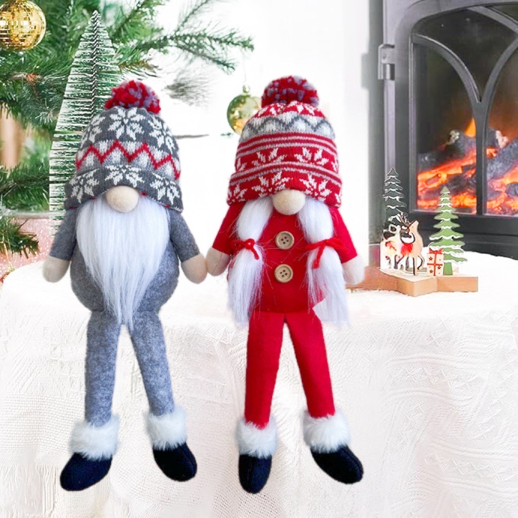 Christmas gnome with long legs, textile mix