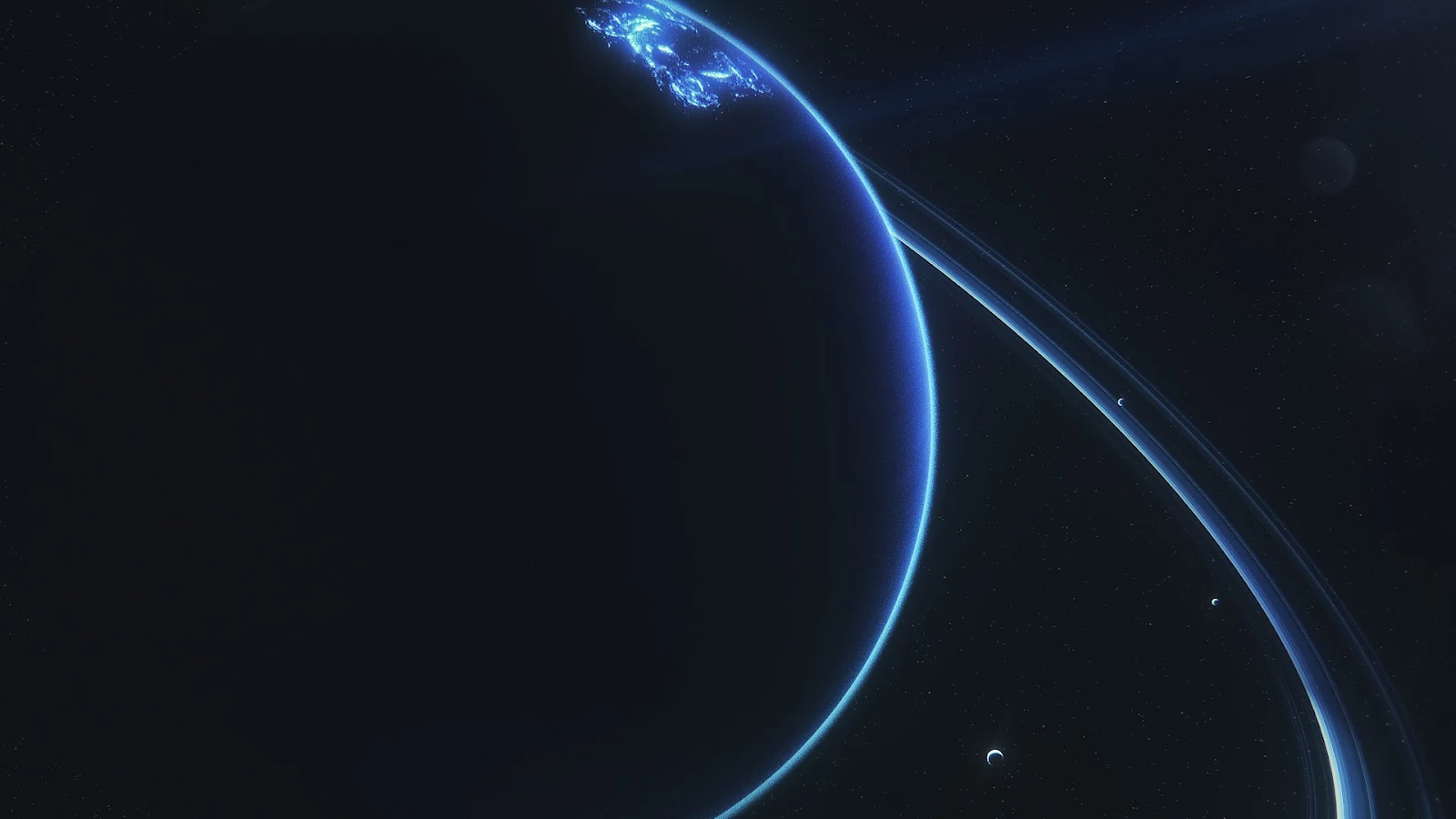 Space, Planet, Planetary Rings, Blue, Space Art Full HD Desktop, iPhone Wallpaper Background