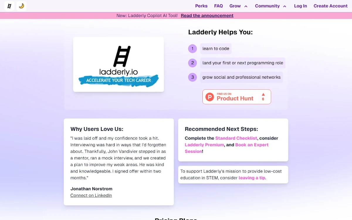 Captura de Ladderly.io