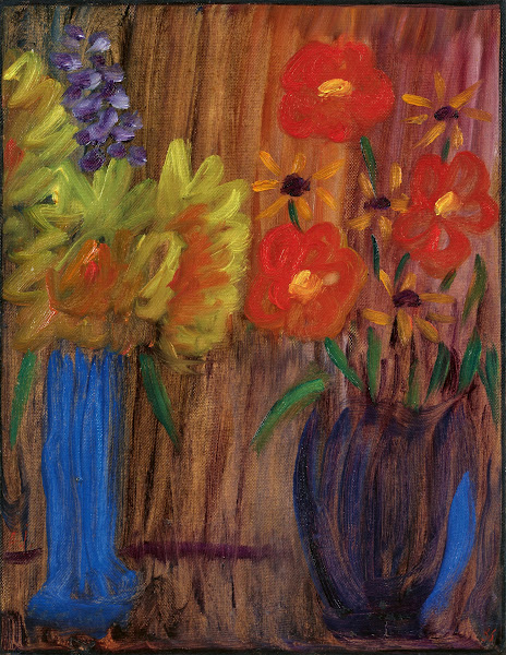 Großes Stillleben Blumenstillleben mit zwei Vasen 1936
