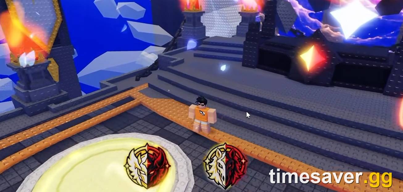 Close-up Steal An Egg gameplay in the Angels & Demons biome with new pets and fusion pads