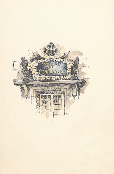 Wapenspreuk Candide et Constanter boven de ingang van het stadhuis van Enkhuizen