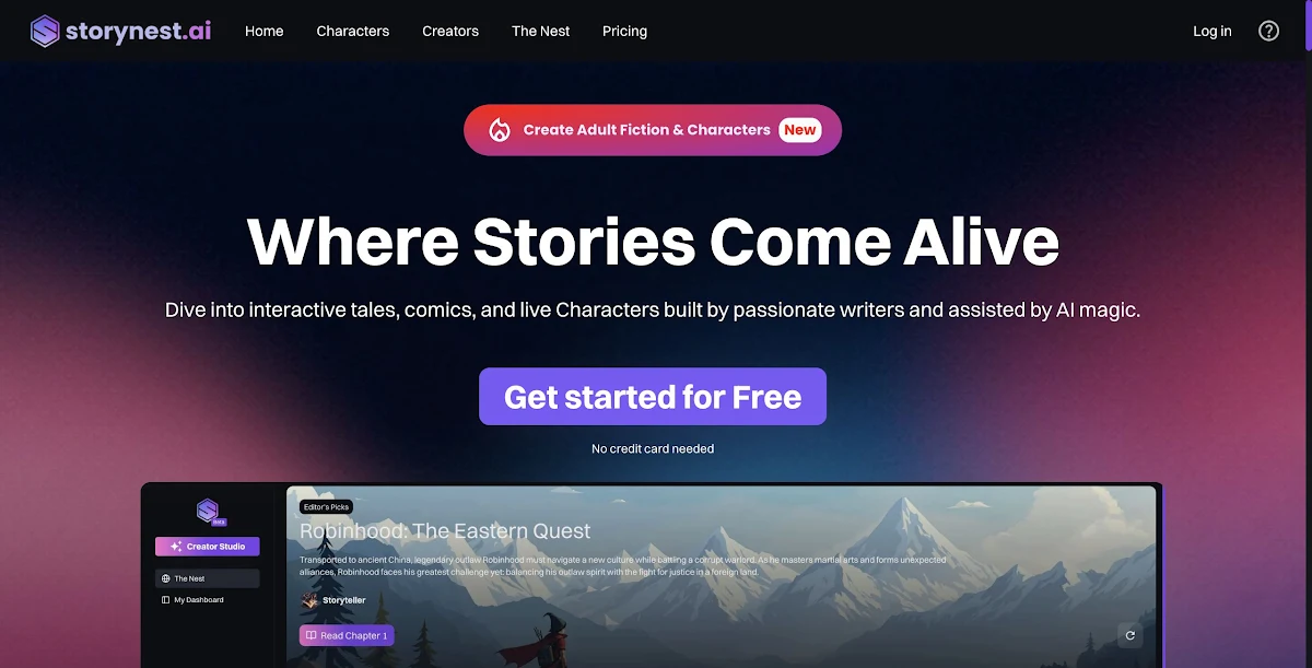 Captura de StoryNest.ai
